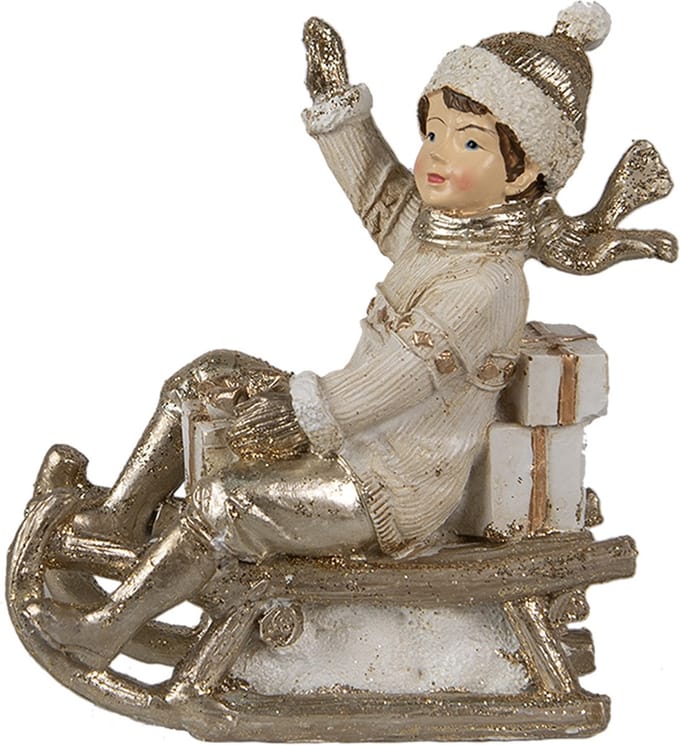 Clayre & Eef Beeld Kind 10 cm Beige Polyresin Kerstdecoratie
