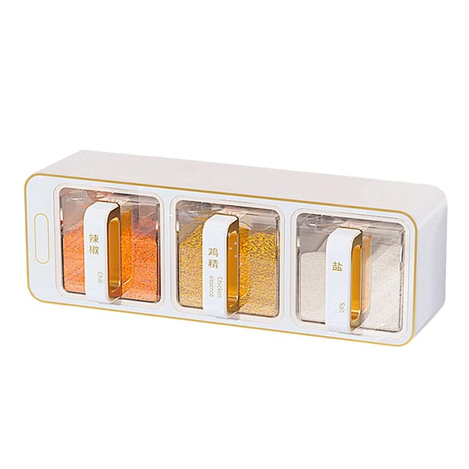 Wandgemonteerde Kruidenbox 3 Compartimenten Ruimtebesparende Opbergcontainer voor Kruiden Doos Combo Set white