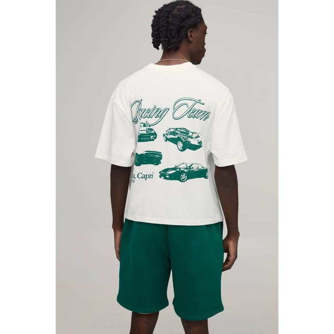 Oversized Boxy Italia Capri T-shirt & Wijde Korte Broek Set | Forest | Size Medium