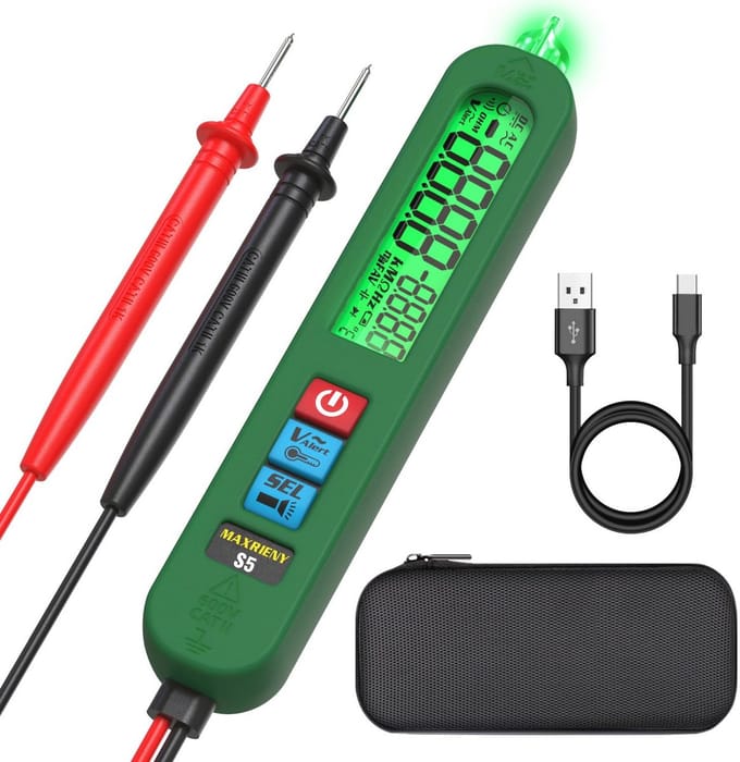 Digitale Multimeter en Spanningstester met Zaklamp - Draagbare Tester voor AC/DC Spanning, Weerstand, Diode en Continuïteit