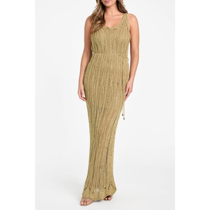 GUESS Lucky Sl Long Lurex Antique Gold Multi Größe: 44 | Maxikleider Outlet | Damen | Gelb