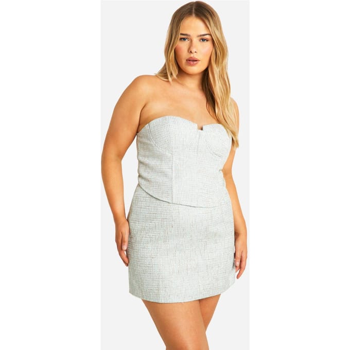 boohoo Dames Plus Boucle Minirok | Munt | Maat: 56