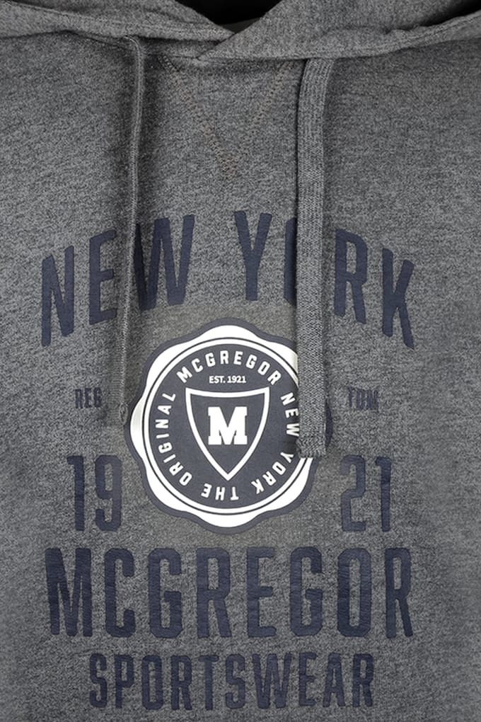 McGregor Graphic Hoody Dark Grey Melange Größe: S | Kaputzenpullis Outlet | Herren | Grau