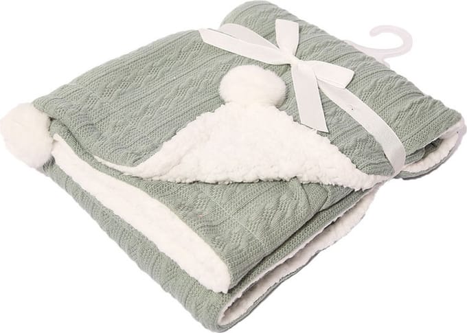 Soft Touch Kabeldeken Pompom 75 X 90 Cm Lichtgroen