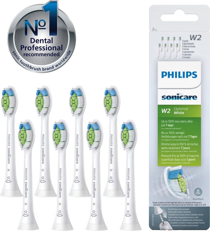 Philips Sonicare W2 Optimal White HX6068/12 - Opzetborstels - 8 stuks