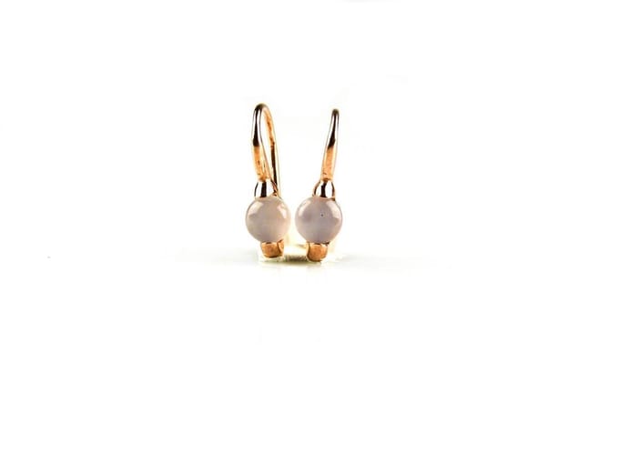 model Piccolo oorringen in zilver roze verguld cabochon grijs