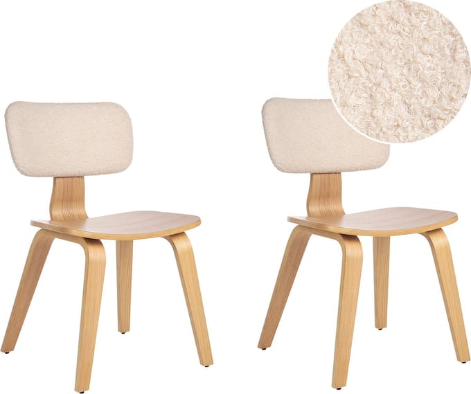 LUCINDA - Eetkamerstoel set van 2 - Lichtbeige - Bouclé