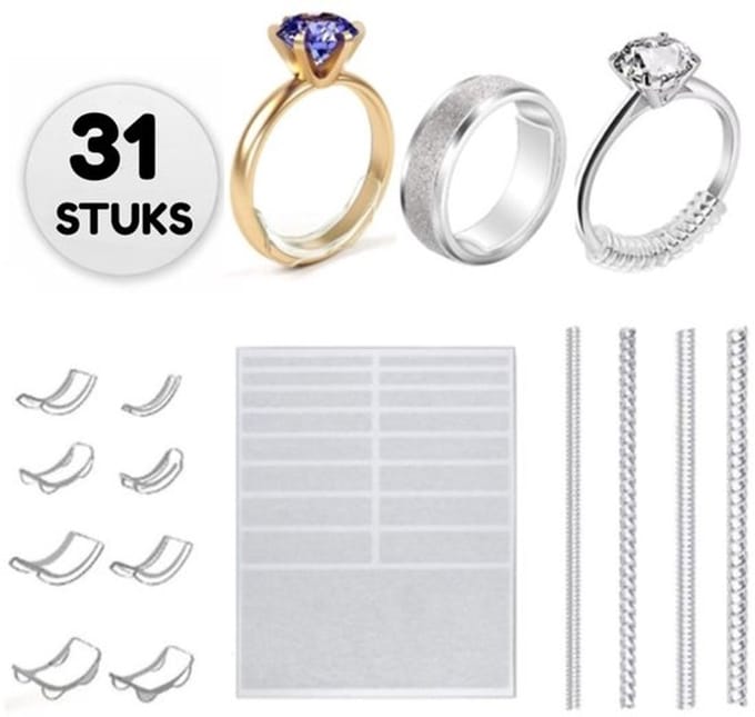 Ringverkleiner - 31-Delige Set - Ringverkleiner Transparant - 3 Methodes - Ring Verkleiner Onzichtbaar - Ring adjuster