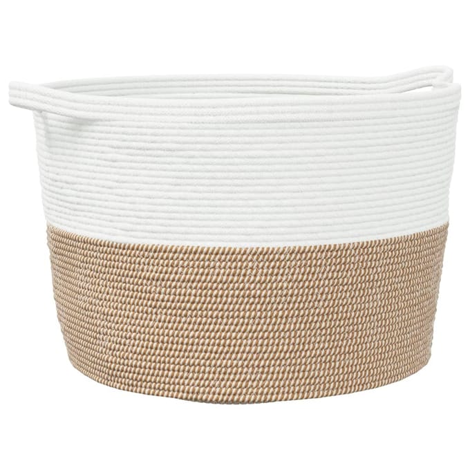 vidaXL - Wasmand - Ø - 60x36 - cm - katoen - bruin - en - wit