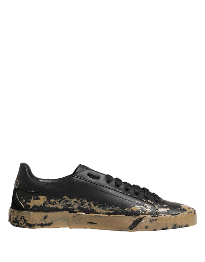 Dolce & Gabbana Zwarte Portofino Mud Effect Lage Sneakerschoenen