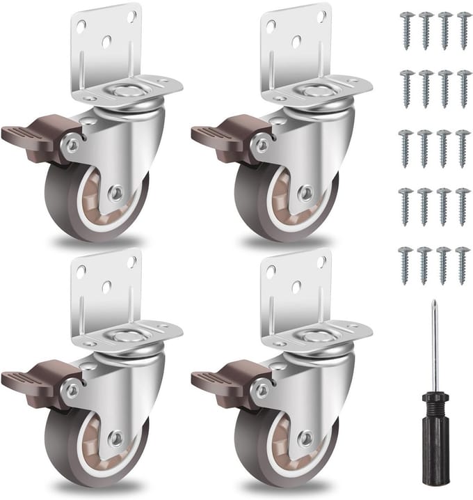 Zware L-Vormige Zijmontagewielen - 2 Inch met 600 LBS Laadvermogen - Set van 4