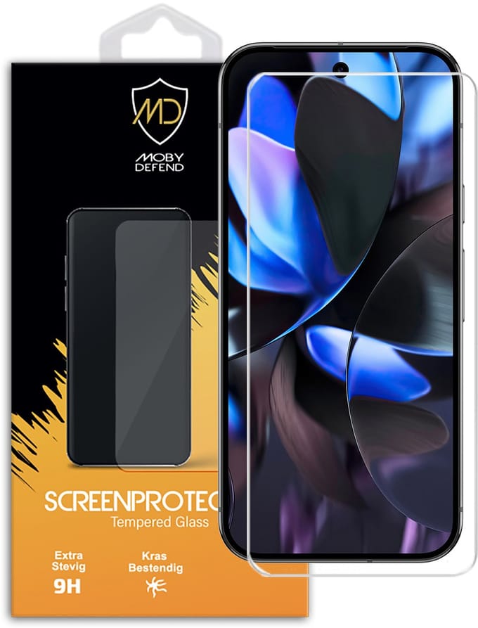 MobyDefend Screenprotector - Geschikt voor Google Pixel 9 Pro - Case-Friendly Screensaver - Gehard Glas
