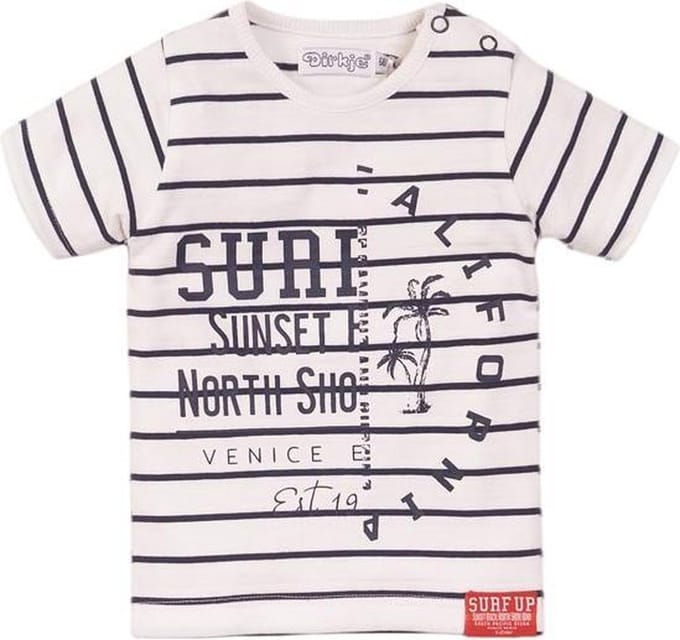 Dirkje T-shirt - Wit + Navy blauw - maat 68