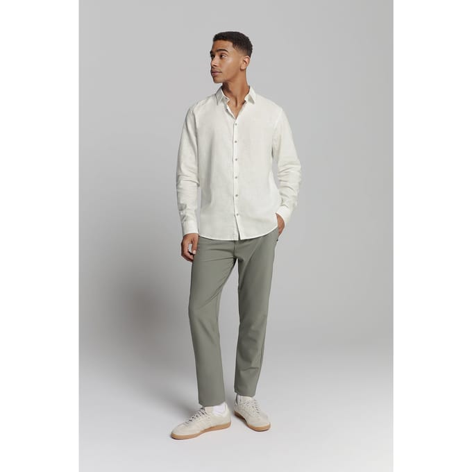 No Excess Shirt Solid With Linen White Größe: XXL | Casual hemden Outlet | Herren | Weiß