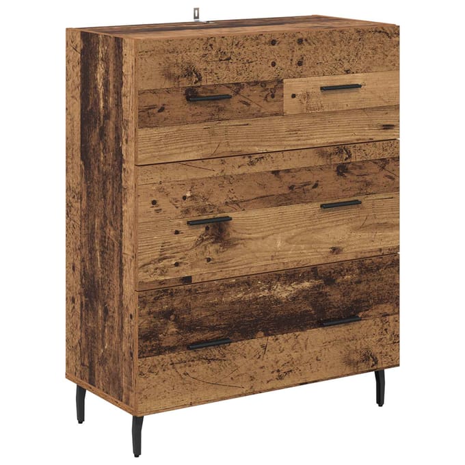 vidaXL - Dressoir - Oud - Hout - 69,5 - x - 34 - x - 90 - cm - Geengineerd - Hout - en - IJzer