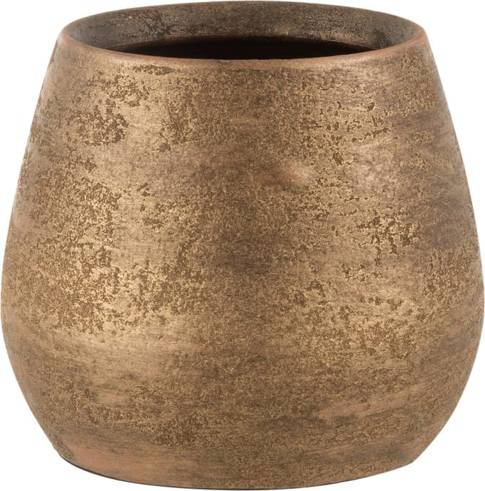 J-Line bloempot Oneffen Ruw - keramiek - goud - medium - Ø 20 cm