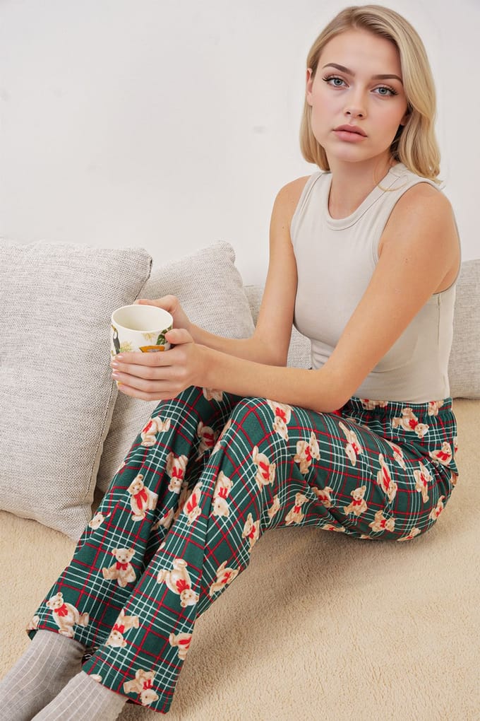 Gepatternde Mid Waist Lounge Broekstukken