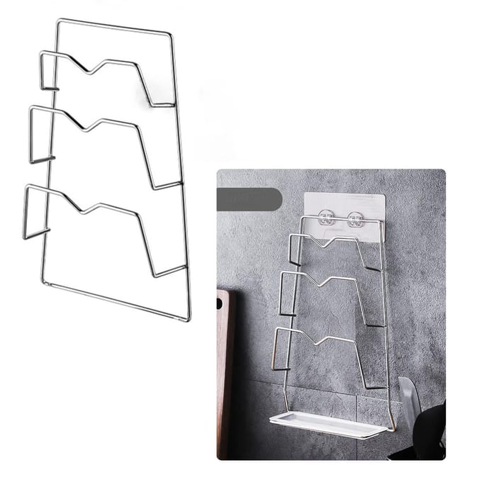 Support mural multifonction pour couvercles de casseroles, 3 niveaux, en acier inoxydable, pour planche à découper white