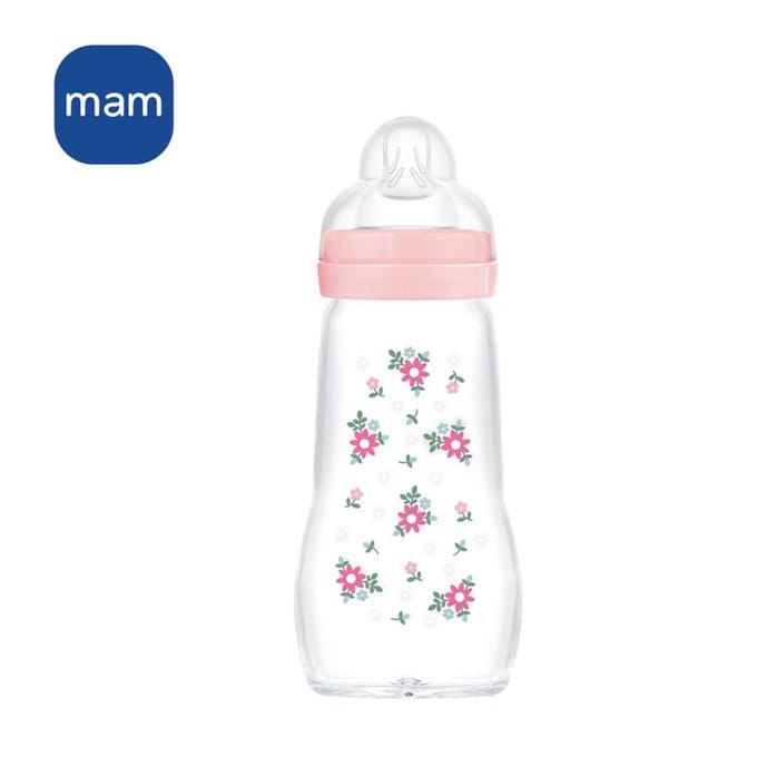 Biberon en verre MAM - Tétine Débit 2 Moyen - Rose