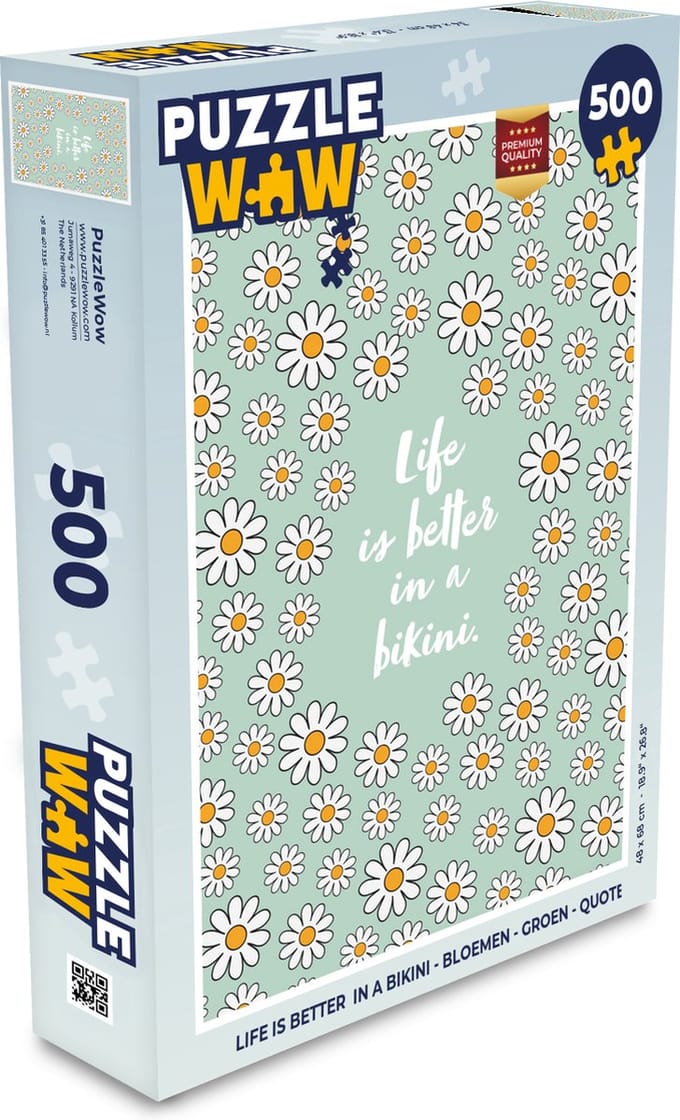Puzzel Life is better in a bikini - Bloemen - Groen - Quote - Legpuzzel - Puzzel 500 stukjes