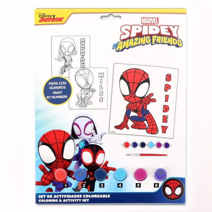 Spidey Verf op Nummer Set – Schilderen op Nummer Jongens – Inclusief Verf, Penseel – Creatief Knutselen Kinderen – Marvel Superhelden Thema