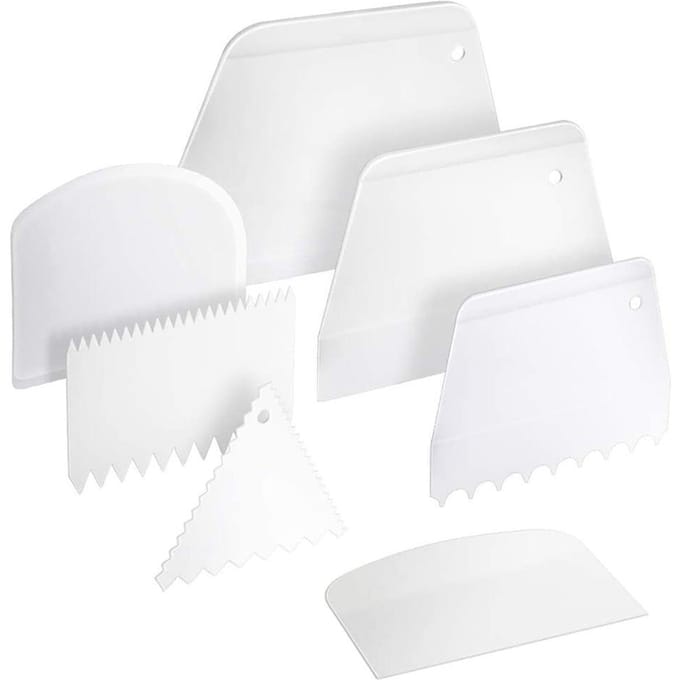 7 Stuks Plastic Taartrand Schrapers Snijders Gladstrijkset Deegschraper Taartschraper voor Bakken white