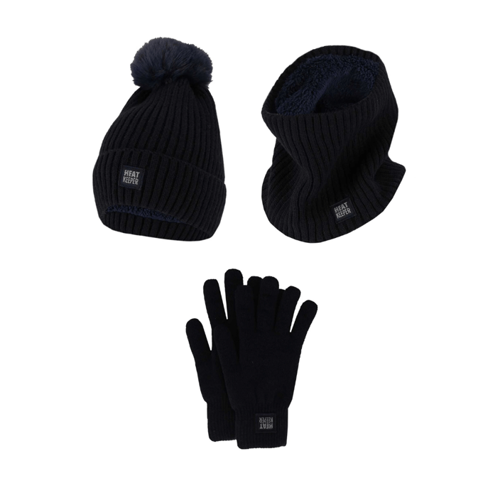 Heatkeeper - Thermoset dames - Handschoenen/Muts/Nekwarmer - 2-Pack - Navy - Onesize