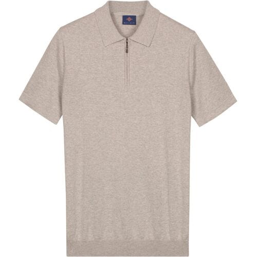 Baileys Polo Zip Collar Jersey Knit Short Sleeve Soft Grey / male