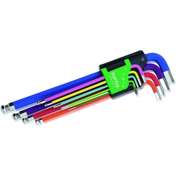 Zeskant stiftsleutelset HEX TOPTUL 9Stk (1.5 2 2.5 3 4 5 6 8 10 mm)