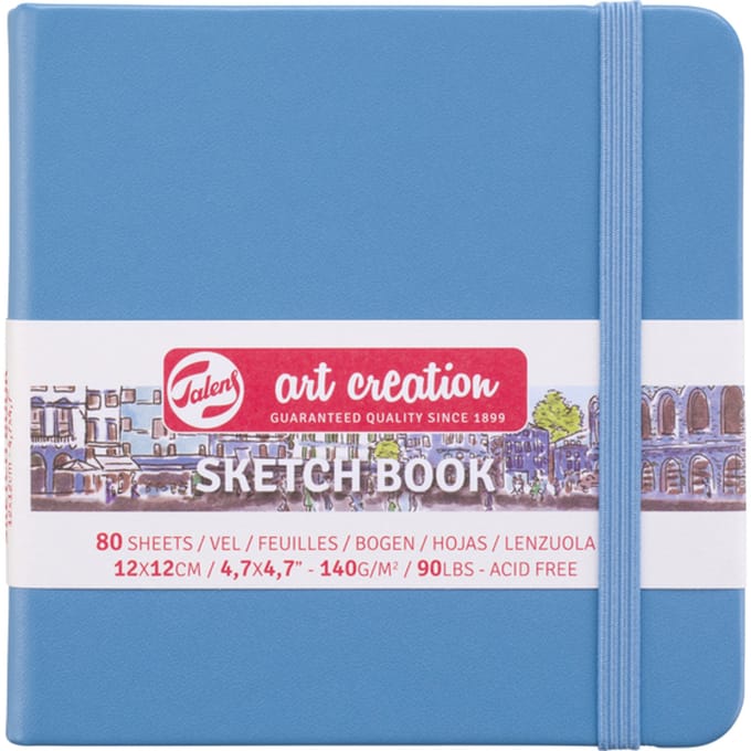 Schetsboek Talens Art Creation 80 witte vellen 140gr 120x120mm blauw