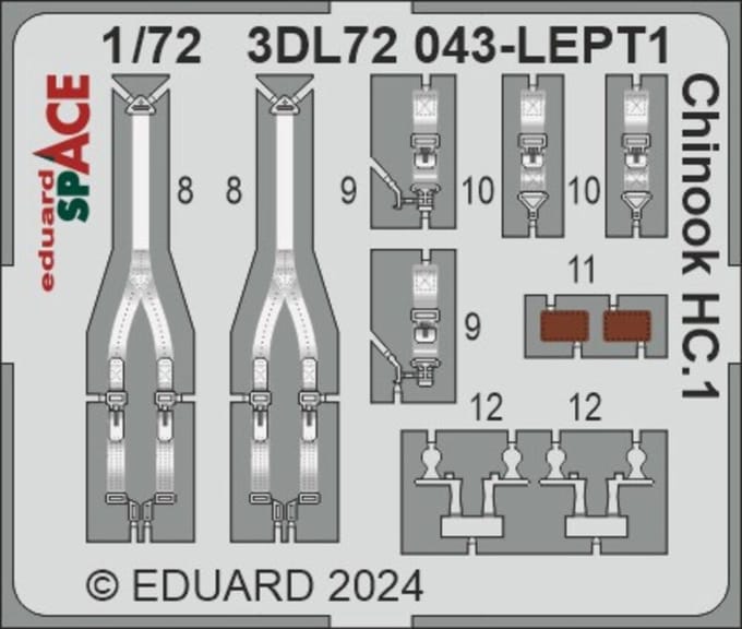Eduard Modelbouwpakket - 3DL72043 Chinook HC.1 Sp - Accessoires set - 1:72 - Modelbouw