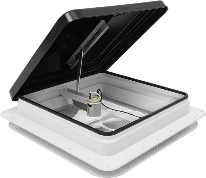 Dakluik met Ventilator - Dakraam Camper - Ventilatie en Bescherming - Ingebouwde Hor - 42 x 42 cm