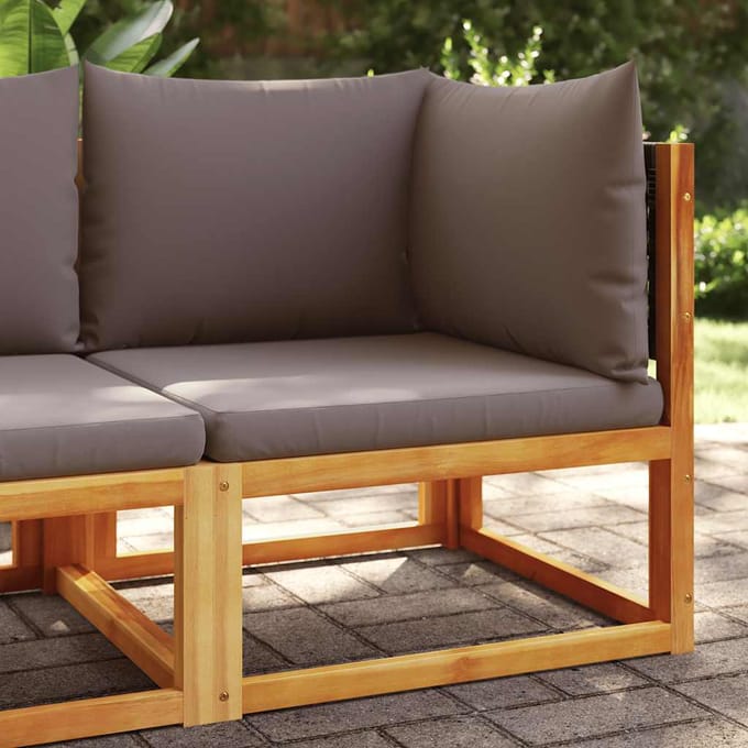 vidaXL - Tuinhoekbank - met - kussens - acaciahout - & - rotan