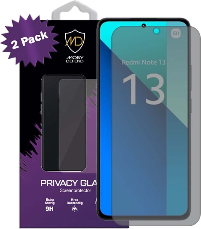 2-Pack MobyDefend Screenprotectors - Geschikt voor Xiaomi Redmi Note 13 4G - Matte Privacy Glass Screensavers
