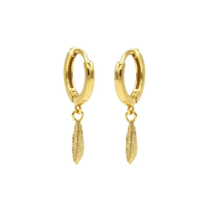 Karma Oorringen Hinged Hoops Feather Goud