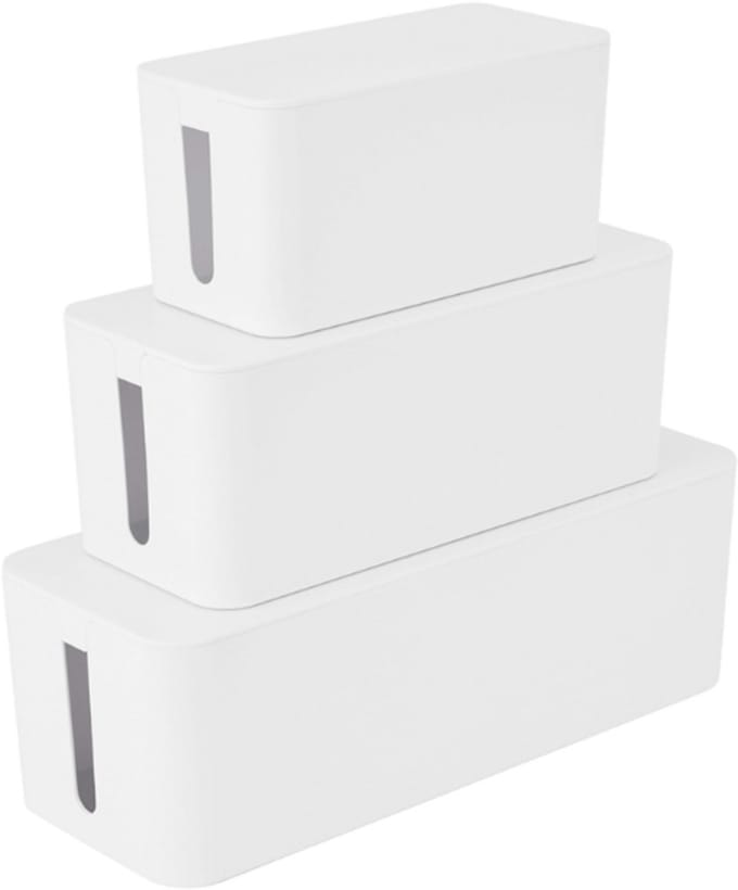 BOECK Kabelbox Set van 3 – Kabelmanagement – Stekkerdoos Organizer – Snoeren Wegwerken – Wit