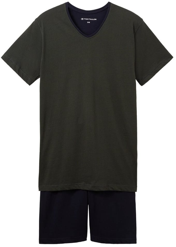 Tom Tailor - Pyjamaset van katoen - Maat 48 - green-dark-horizontal-stripe