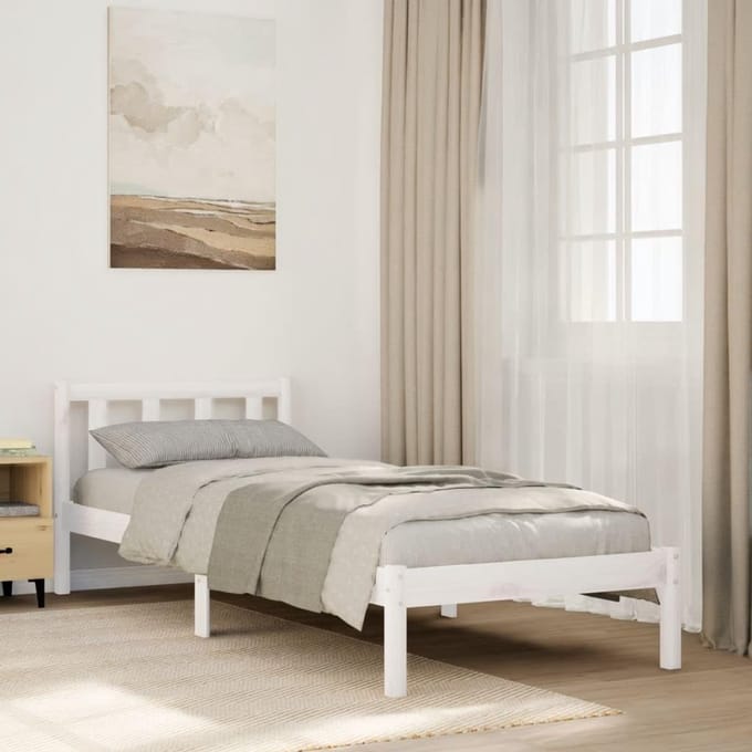 Houten Bedframe - Platformbed - Goede Nachtrust - Massief Grenenhout - 90 x 210 cm - Wit