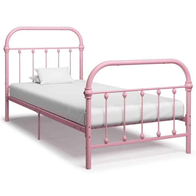vidaXL - Bedframe - metaal - roze - 90x200 - cm