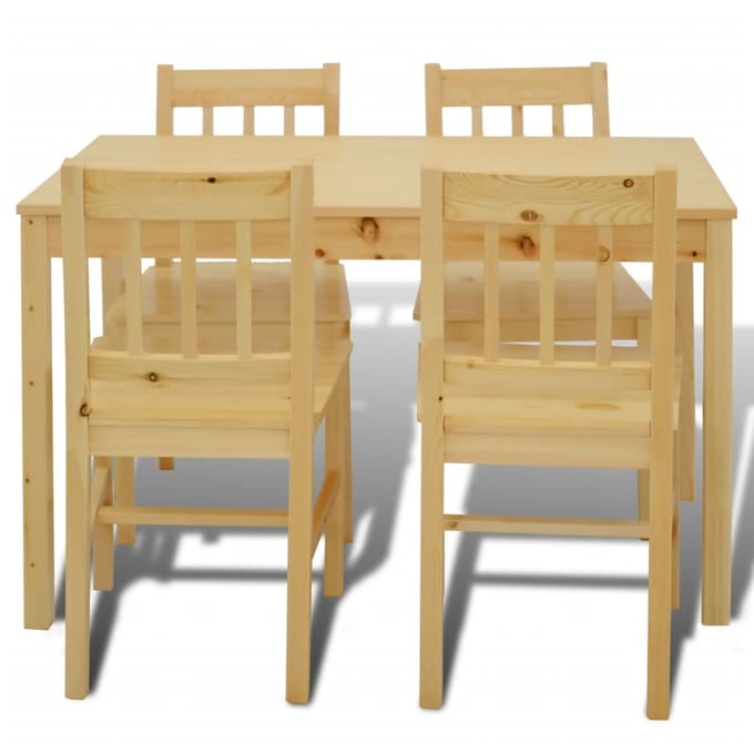vidaXL - Eettafel - met - 4 - stoelen - hout - naturel