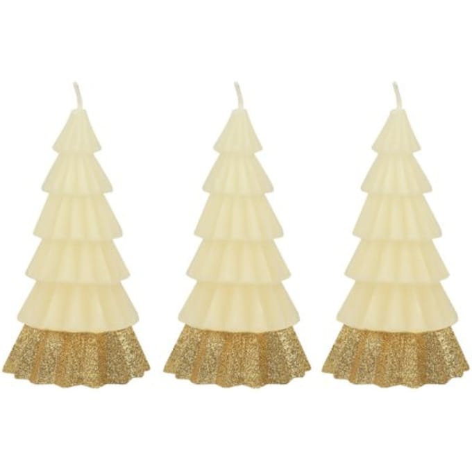 Meri meri kerst - dennenboom kaarsen ivoor à 3 stuks