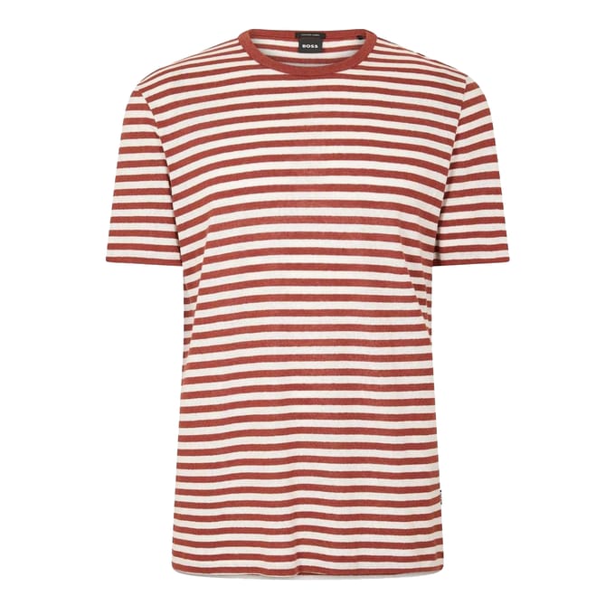 Boss T-shirt met strepen voor heren van Tiburt (Bruin)