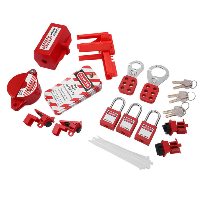 Elektrische Lockout Tagout Kit Stroomonderbreker Lock-outs Set Stroomonderbreker Lock-outs Apparaat met Opbergruimte red