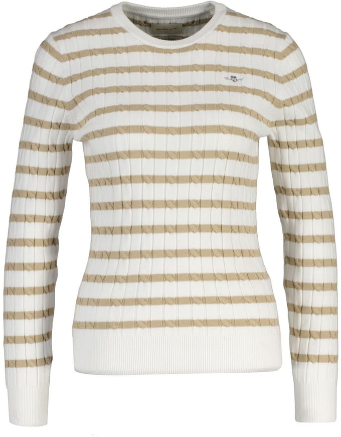 GANT Gebreide trui STRETCH COTTON CABLE STRIPE C-NECK