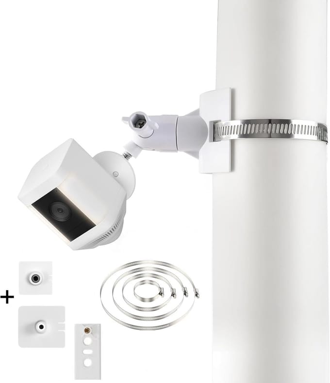 Camera Mast Bevestiging - Paalhouder Beugel - Beveiliging Buiten - Universele Compatibiliteit - 12x11x6 cm - Wit