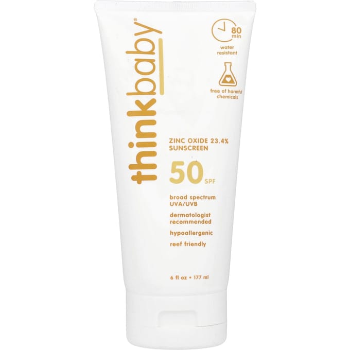 think, ThinkBaby, Zinkoxide 23,4% Zonnebrandcrème, SPF 50, 177 ml (177 ml) white