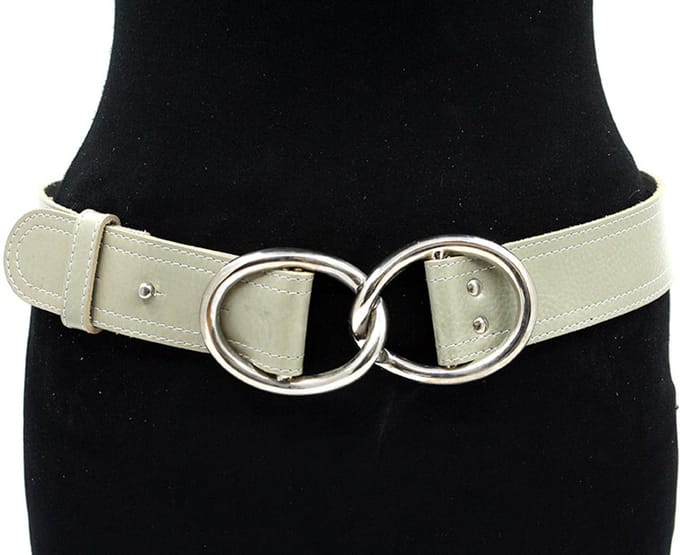 Dames riem saliegroen 4 cm - Leer - Brede riem - Fashion statement - Maat 90