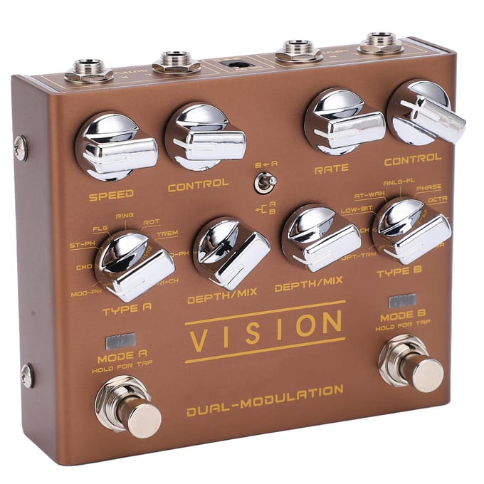 Pédale de Modulation 2 Canaux Entrée/Sortie Stéréo Multi 9 Effets pour Guitare Électrique R‑09 gray