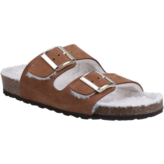 Hush Puppies Jessie Leren Vrouwen Slippers Tan