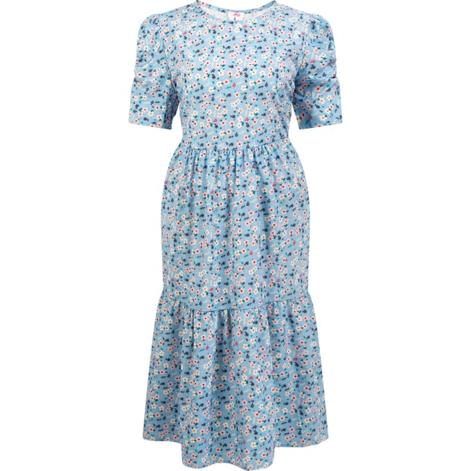 Mymo Midi-jurk met korte mouwen Dames Blauw Veelkleurig
